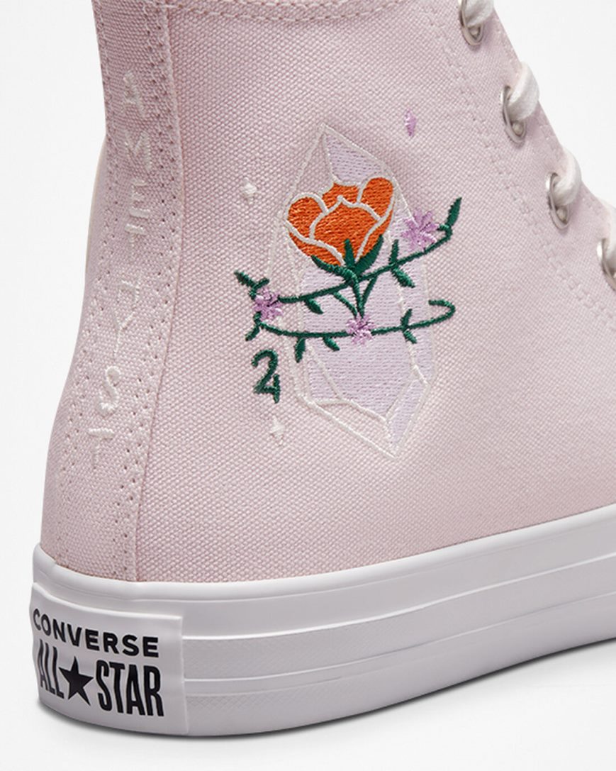 Zapatillas Altas Converse Chuck Taylor All Star Embroidered Crystals Mujer Rosas Blancas | PE EP24W5